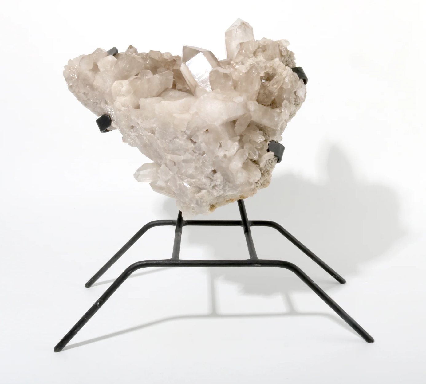 Smoky Quartz Cluster sur Support en Fer – Pièce Unique