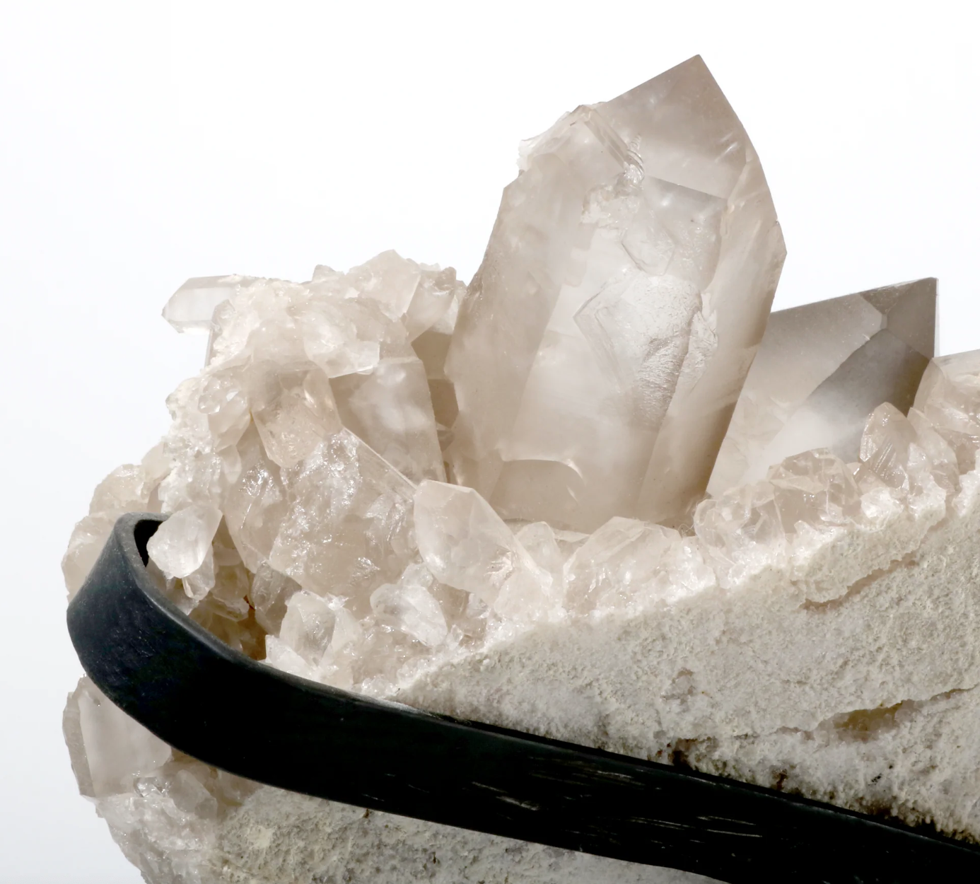 Smoky Quartz Cluster sur Support en Fer – Pièce Unique