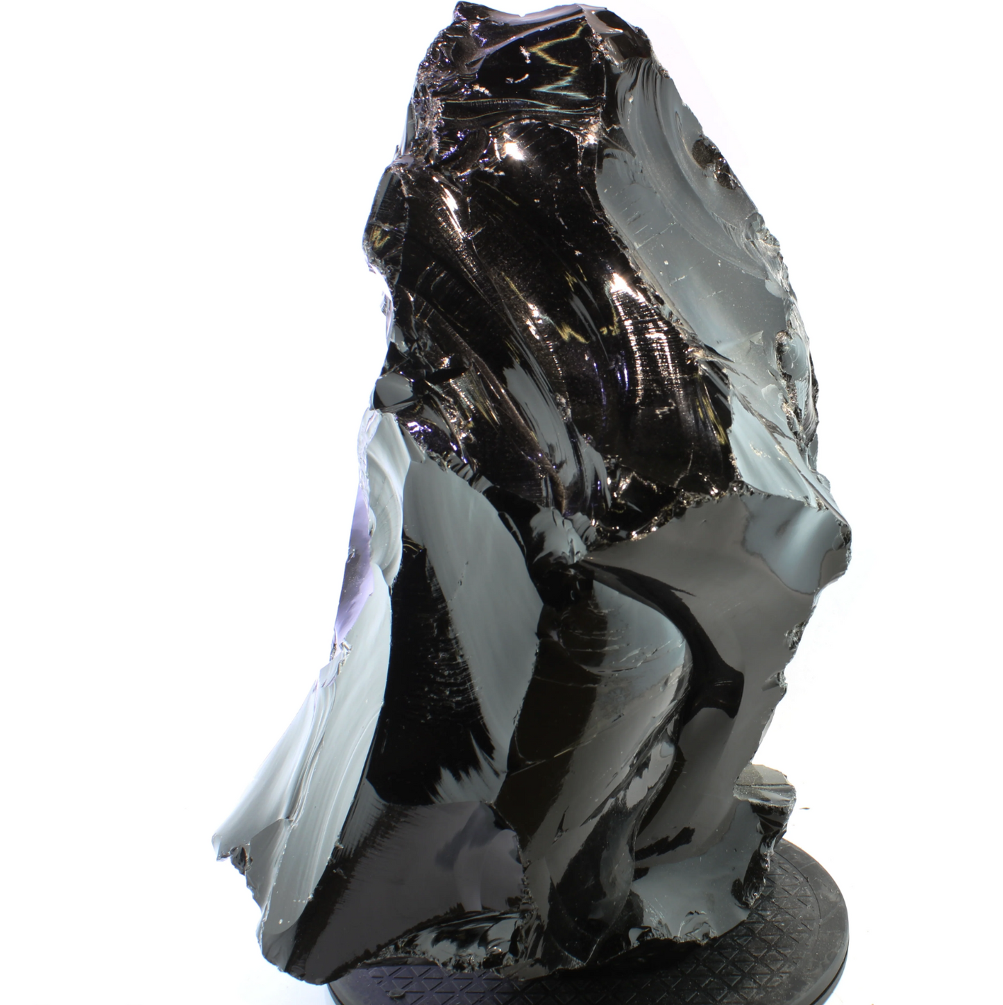 Obsidienne Noire Boulder sur Base Coupée – Pièce Monumentale
