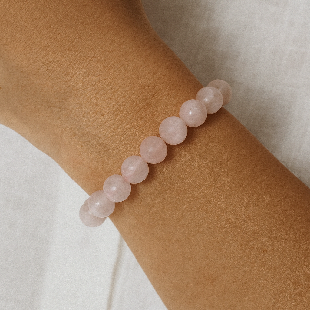 🌸 Bracelet en Quartz Rose – Clair & Mat