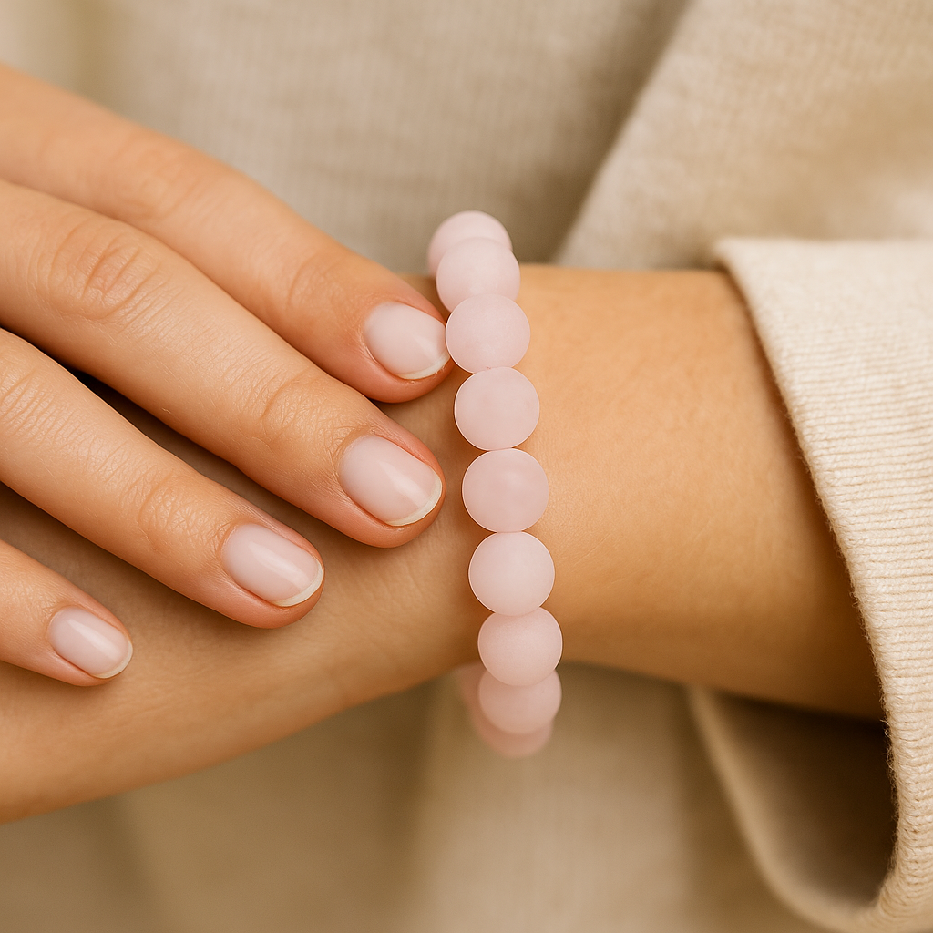 🌸 Bracelet en Quartz Rose – Clair & Mat