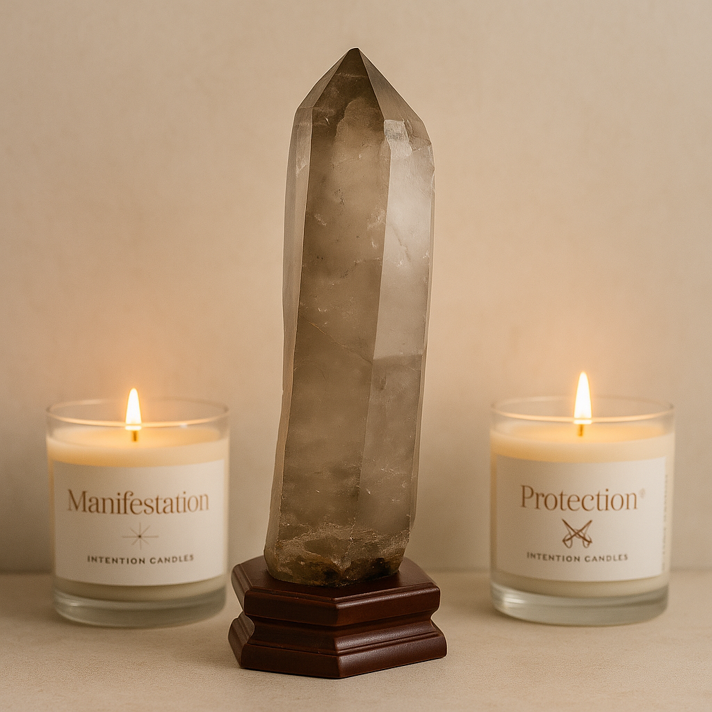 Quartz Fumé Premium sur Base en Bois